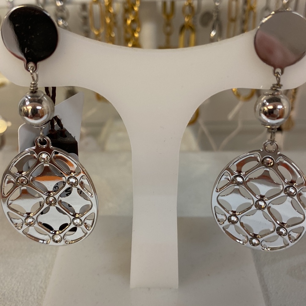 Boccadamo Silver Tone Women's Earrings With Swarovski Crystals